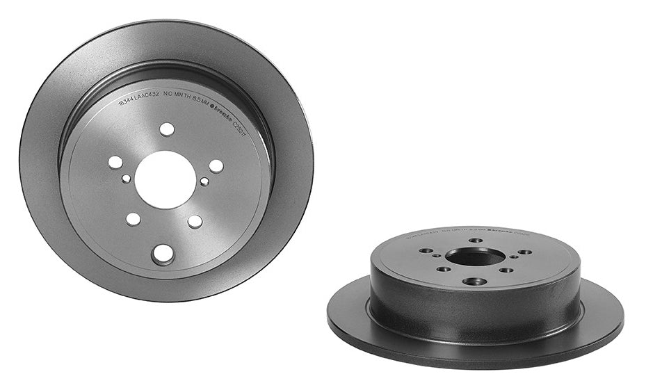 08.C252.11 Rear, Driver or Passenger Side Brake Disc, Plain Surface, Solid, 5 Lugs, 286 mm, Premium UV Coated Series