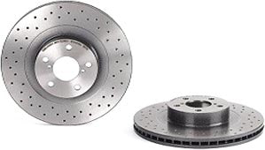 09.9077.1X Front, Driver or Passenger Side Brake Disc, Cross-Drilled, Vented, 5 Lugs, 293 mm, Xtra Series