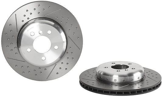 09.C395.13 Rear Brake Disc, Cross-drilled and Slotted, Vented, 5 Lugs, 345 mm, Premium UV Coated Series