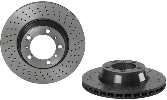 09.C878.11 Rear, Driver or Passenger Side Brake Disc, Cross-Drilled, Vented, 5 Lugs, 330 mm, Premium UV Coated Series
