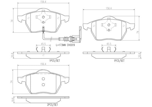 P85045N Front NAO Series Ceramic Brake Pad Set