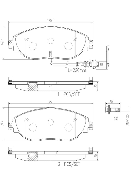 P85144N Front NAO Series Ceramic Brake Pad Set