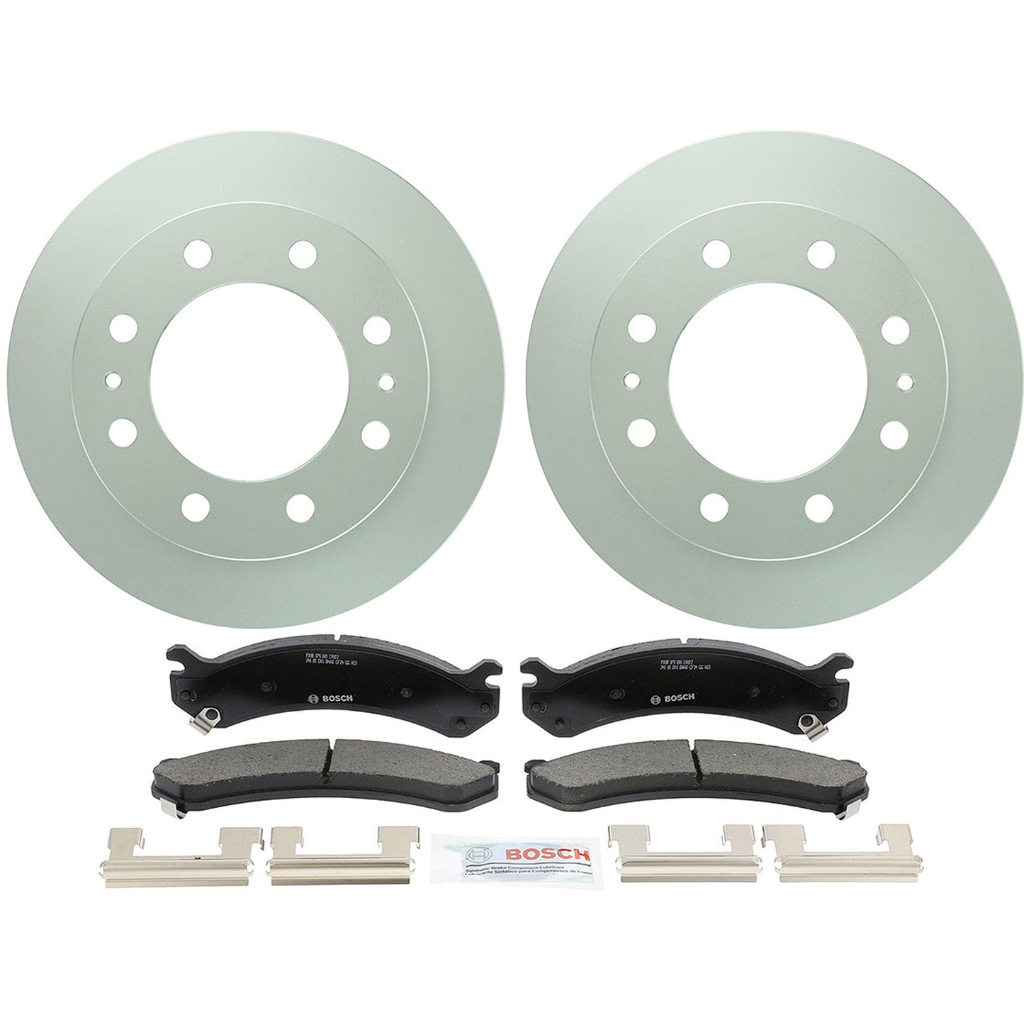 C784250563 Комплект из 2 передних тормозных дисков и колодок, серия QuietCast 325,2 мм, включает в себя (1) комплект тормозных колодок и (2) тормозных диска