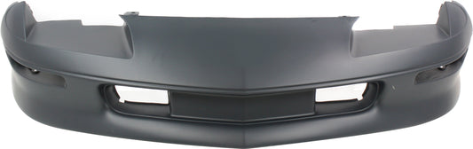 Front Primed Bumper Cover, With Exhaust and Turn Signal Holes, With Fog Light Holes, Without Parking Aid Sensor Holes