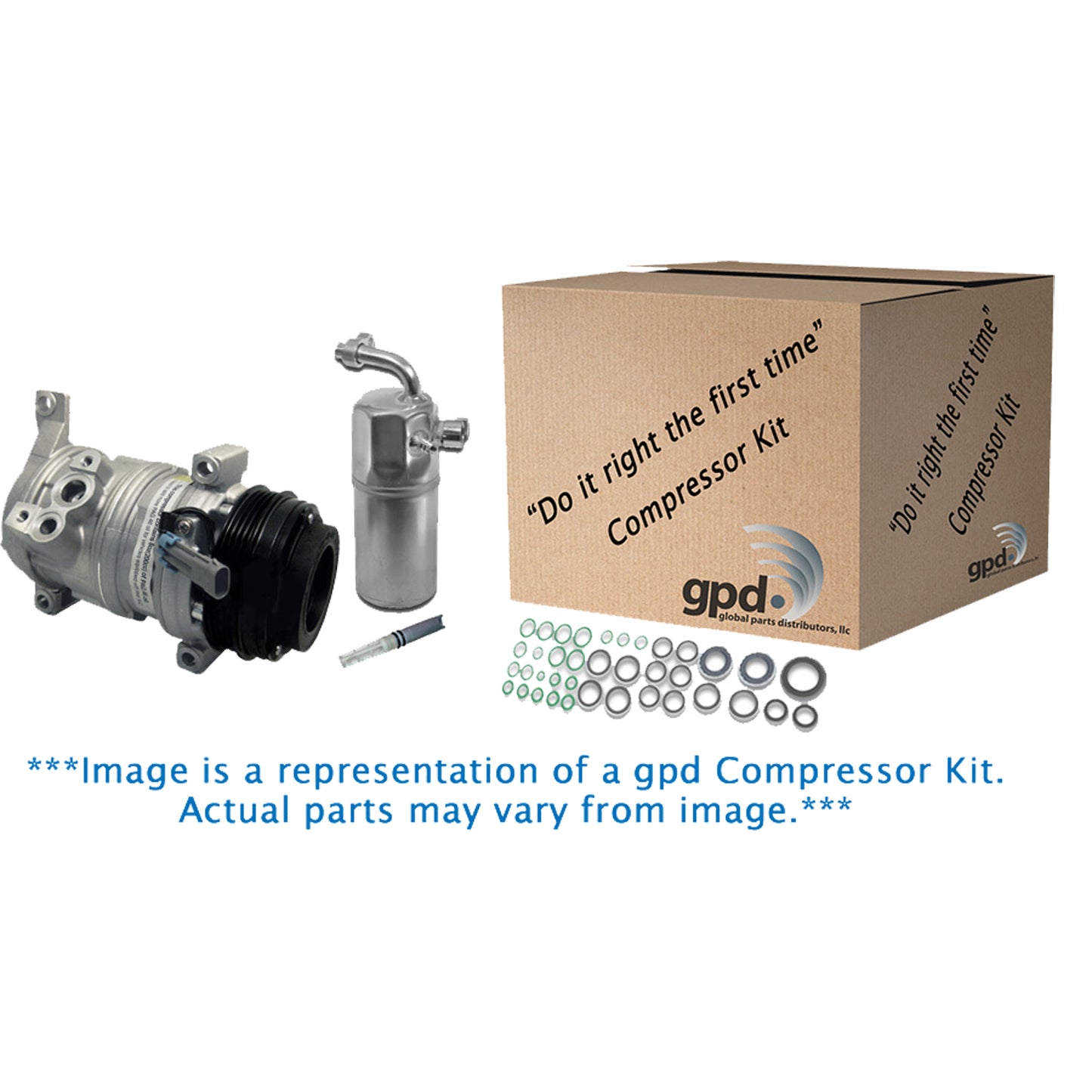 9641282 4-Piece Kit A/C Compressor, With Clutch, 6-Groove Pulley, 4.0L, 8Cyl, Includes (1) A/C Compressor, (1) A/C Receiver Drier, (1) A/C Expansion Valve and (1) A/C O-Ring and Gasket Seal Kit