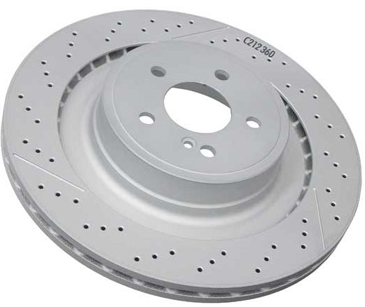 Genuine Mercedes Benz Brake Disc (Vented) / Slotted and Cross Drilled (360 X 26 mm) - Replaces OE Number 212-423-04-12
