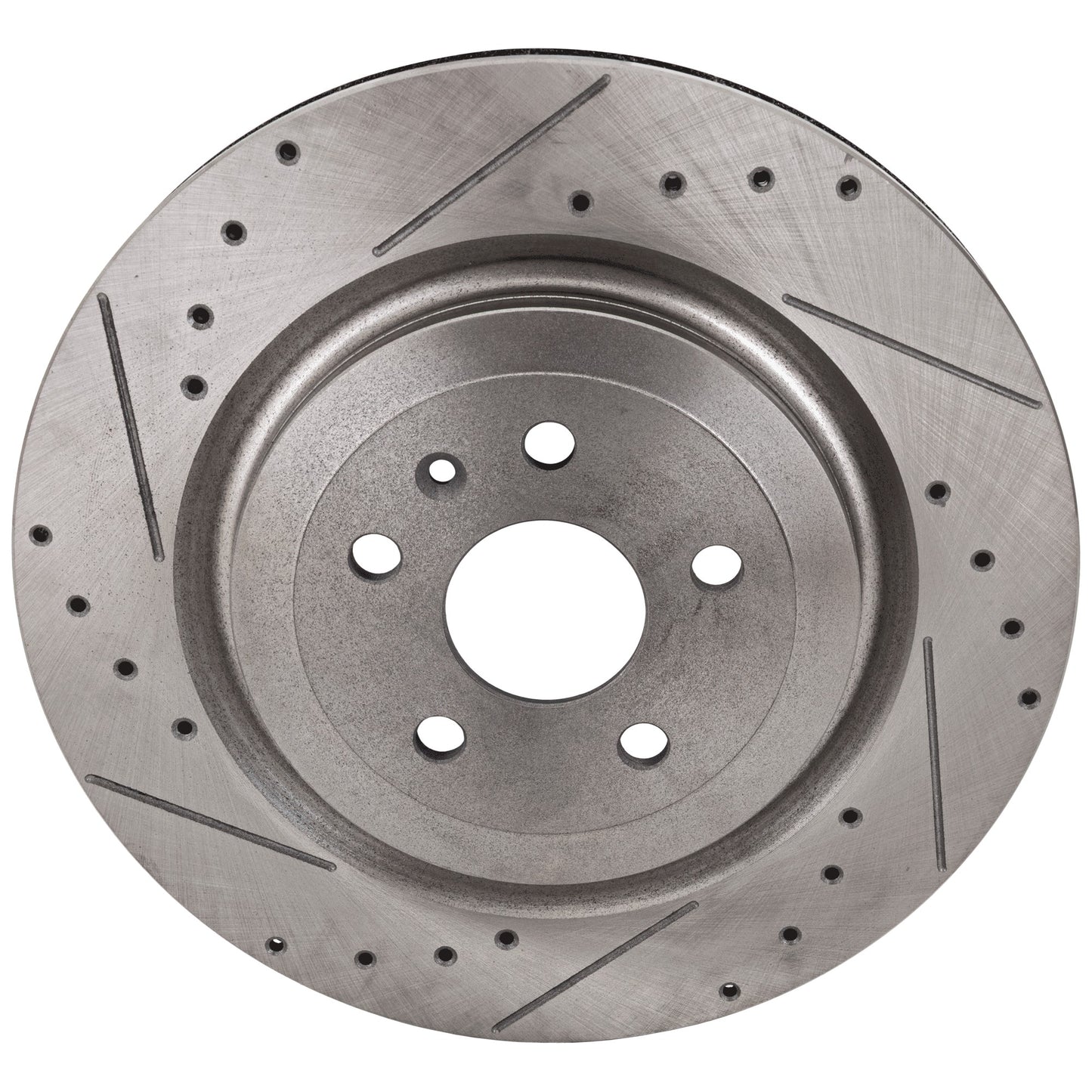 Задний тормозной диск со стороны водителя или пассажира, перфорированный и с насечками, вентилируемый, 5 креплений, диаметр диска 14,37 дюйма, серия Pro-Line