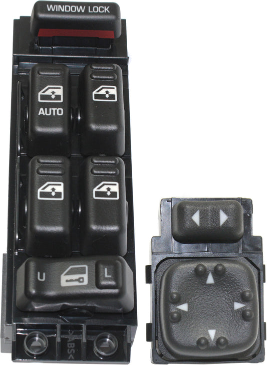 2-Piece Kit Front, Driver Side Window Switch Black 6 Buttons, Includes (1) Mirror Switch and (1) Window Switch