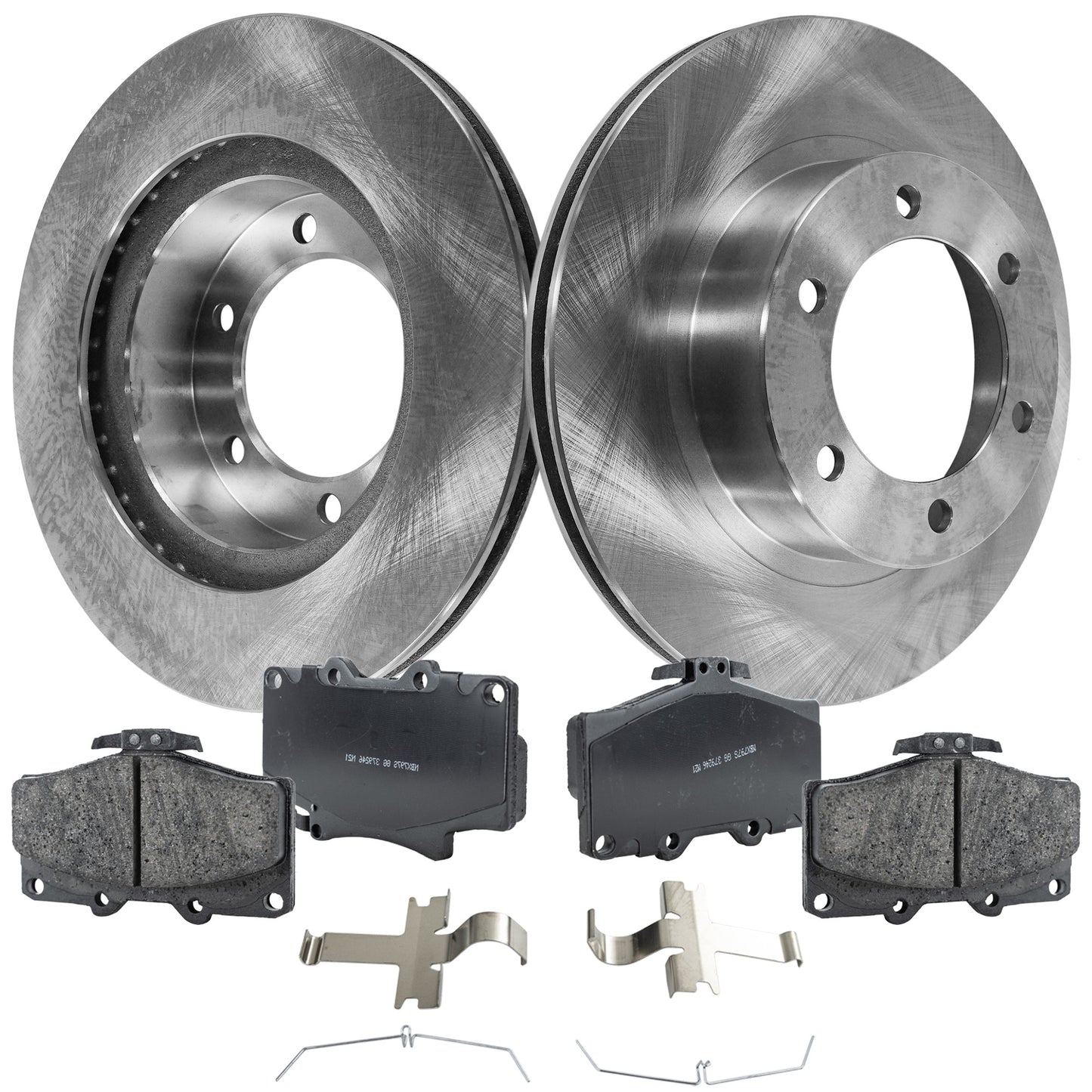 2-Wheel Set Front Brake Disc and Pad Kit, Plain Surface 6 Lugs 318.52 mm Ceramic Pro-Line Series, Includes (2) Brake Disc and (1) Brake Pad Set