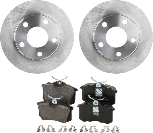 2-Wheel Set Rear Brake Disc and Pad Kit, Plain Surface 5 Lugs 255.02 mm Organic Pro-Line Series, Includes (2) Brake Disc and (1) Brake Pad Set