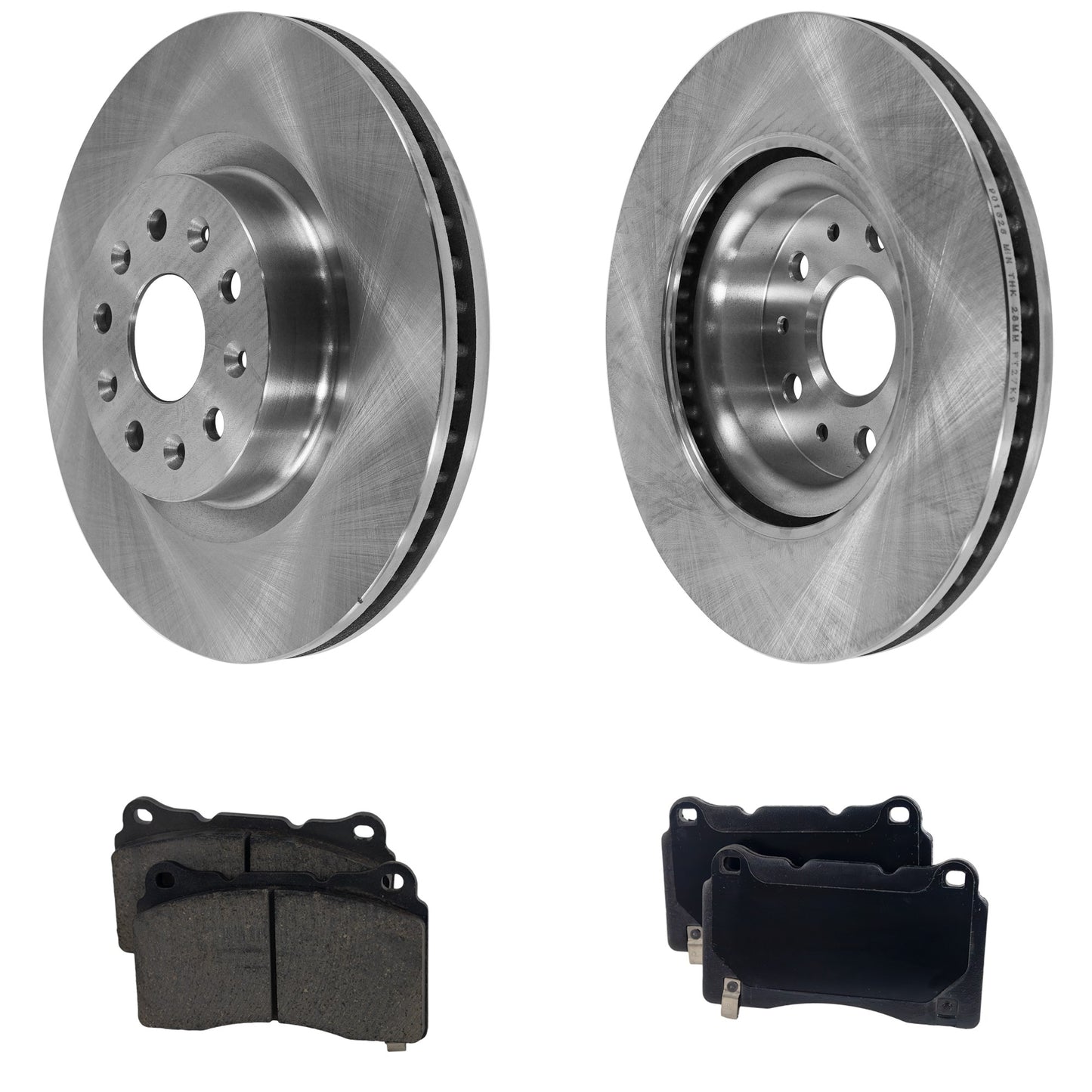 2-Wheel Set Front Brake Disc and Pad Kit, Plain Surface 5 Lugs 344.93 mm Ceramic Pro-Line Series, Includes (2) Brake Disc and (1) Brake Pad Set