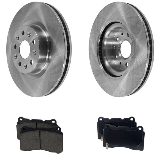 2-Wheel Set Front Brake Disc and Pad Kit, Plain Surface 5 Lugs 344.93 mm Ceramic Pro-Line Series, Includes (2) Brake Disc and (1) Brake Pad Set