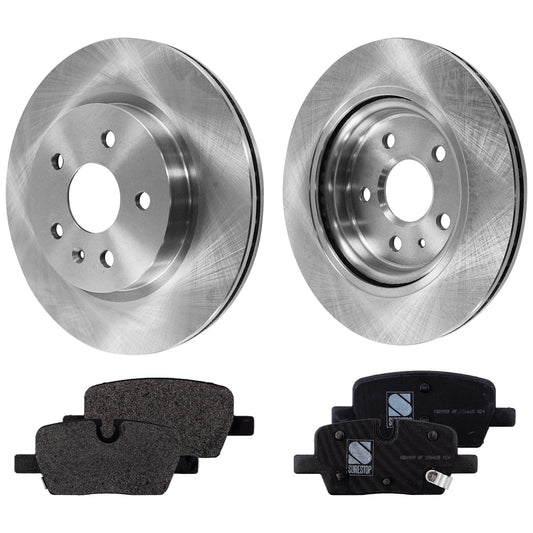2-Wheel Set Rear Brake Disc and Pad Kit, Plain Surface 5 Lugs 314.96 mm Ceramic Pro-Line Series, Includes (2) Brake Disc and (1) Brake Pad Set