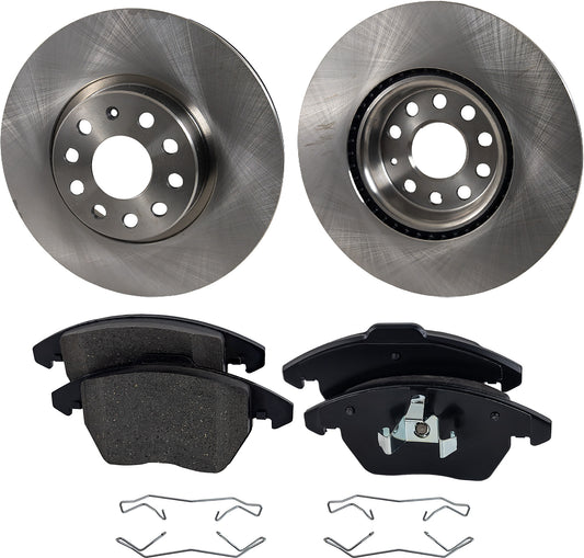 2-Wheel Set Front Brake Disc and Pad Kit, Plain Surface 5 Lugs 311.91 mm Organic Pro-Line Series, Includes (1) Brake Pad Set and (2) Brake Disc