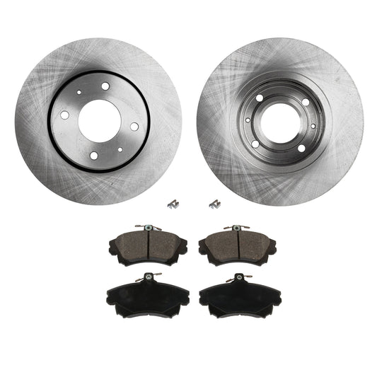 2-Wheel Set Brake Disc and Pad Kit, Plain Surface 4 Lugs 280.92 mm Organic Pro-Line Series, Includes (2) Brake Disc and (1) Brake Pad Set