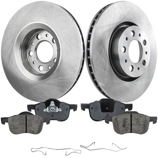 2-Wheel Set Brake Disc and Pad Kit, Plain Surface 5 Lugs 305.05 mm Organic Pro-Line Series, Includes (2) Brake Disc and (1) Brake Pad Set