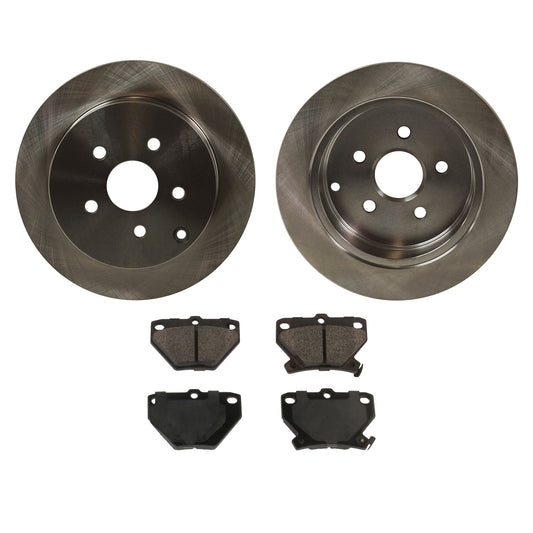 2-Wheel Set Rear Brake Disc and Pad Kit, Plain Surface 5 Lugs 268.99 mm Ceramic Pro-Line Series, Includes (2) Brake Disc and (1) Brake Pad Set