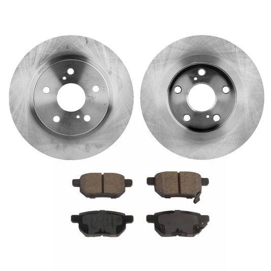 2-Wheel Set Rear Brake Disc and Pad Kit, Plain Surface 5 Lugs 278.89 mm Ceramic Pro-Line Series, Includes (2) Brake Disc and (1) Brake Pad Set