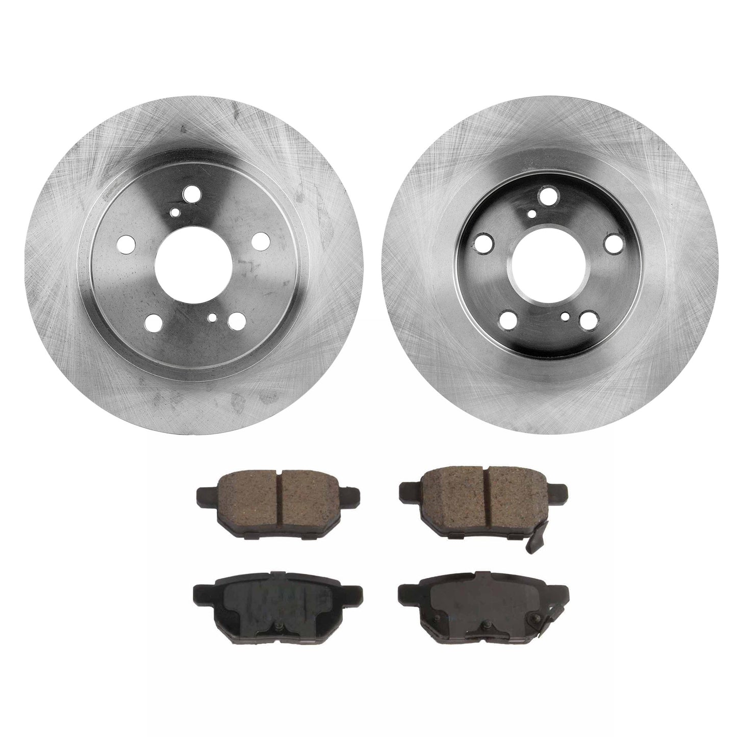 2-Wheel Set Rear Brake Disc and Pad Kit, Plain Surface 5 Lugs 278.89 mm Ceramic Pro-Line Series, Includes (2) Brake Disc and (1) Brake Pad Set