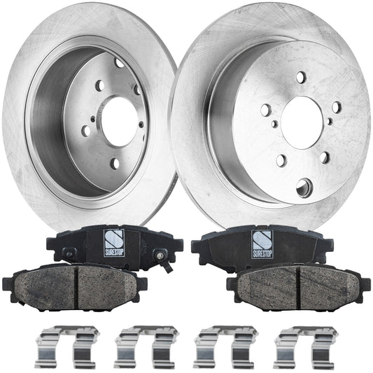 2-Wheel Set Rear Brake Disc and Pad Kit, Plain Surface 5 Lugs 274.07 mm Ceramic Pro-Line Series, Includes (2) Brake Disc and (1) Brake Pad Set