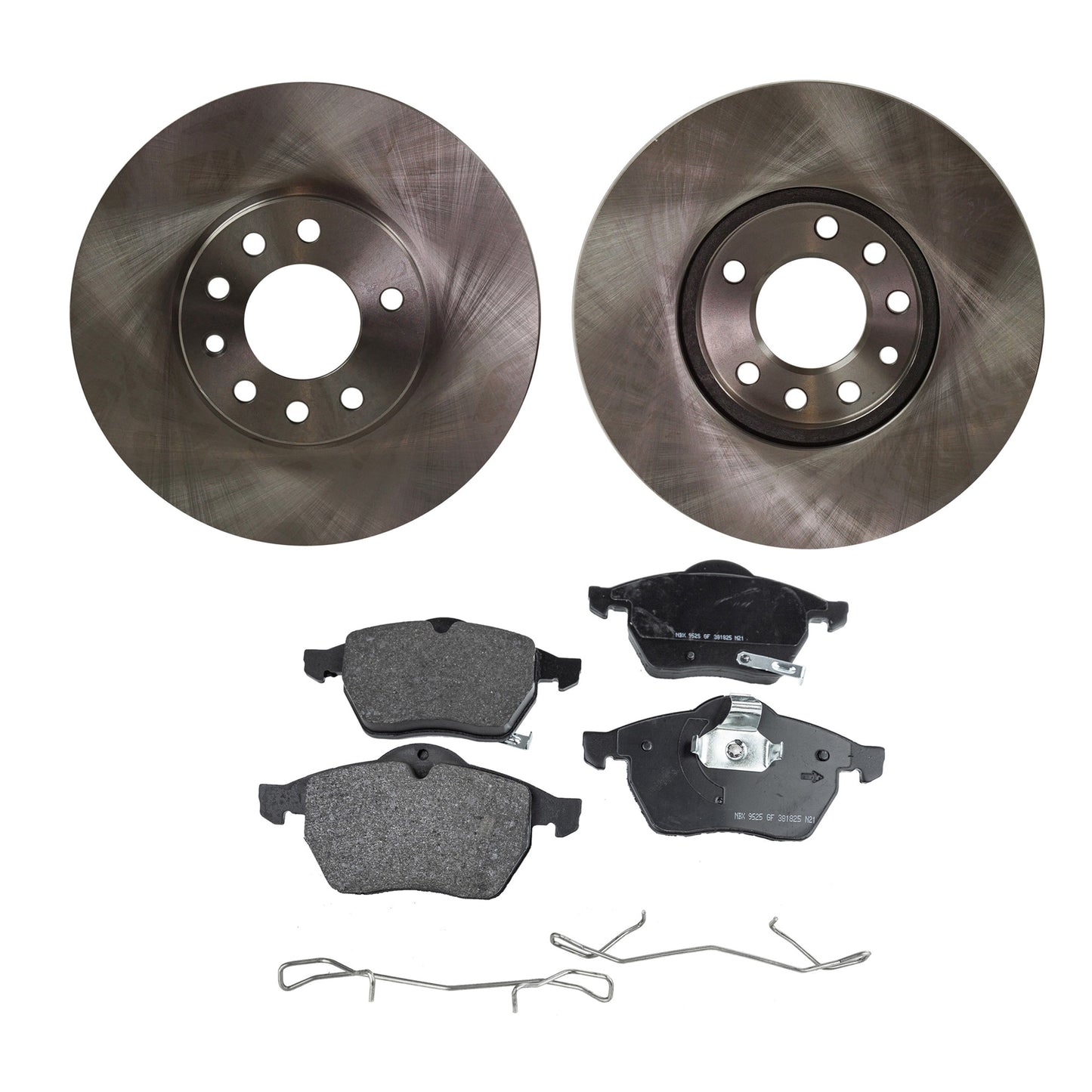 2-Wheel Set Front Brake Disc and Pad Kit, Plain Surface 5 Lugs 288.04 mm Organic Pro-Line Series, Includes (2) Brake Disc and (1) Brake Pad Set