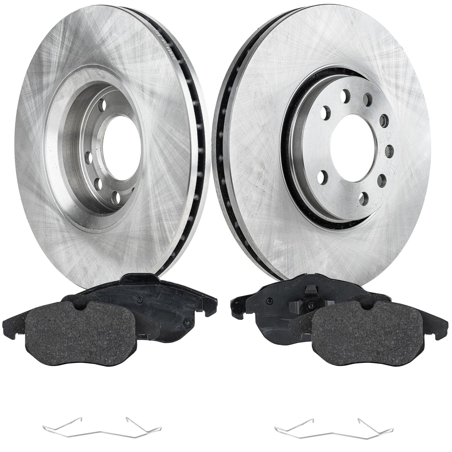 2-Wheel Set Front Brake Disc and Pad Kit, Plain Surface 5 Lugs 302.01 mm Organic Pro-Line Series, Includes (2) Brake Disc and (1) Brake Pad Set