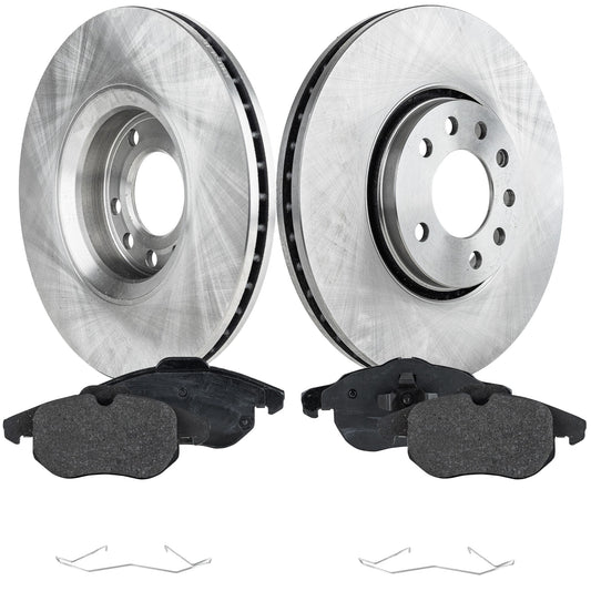 2-Wheel Set Front Brake Disc and Pad Kit, Plain Surface 5 Lugs 302.01 mm Organic Pro-Line Series, Includes (2) Brake Disc and (1) Brake Pad Set