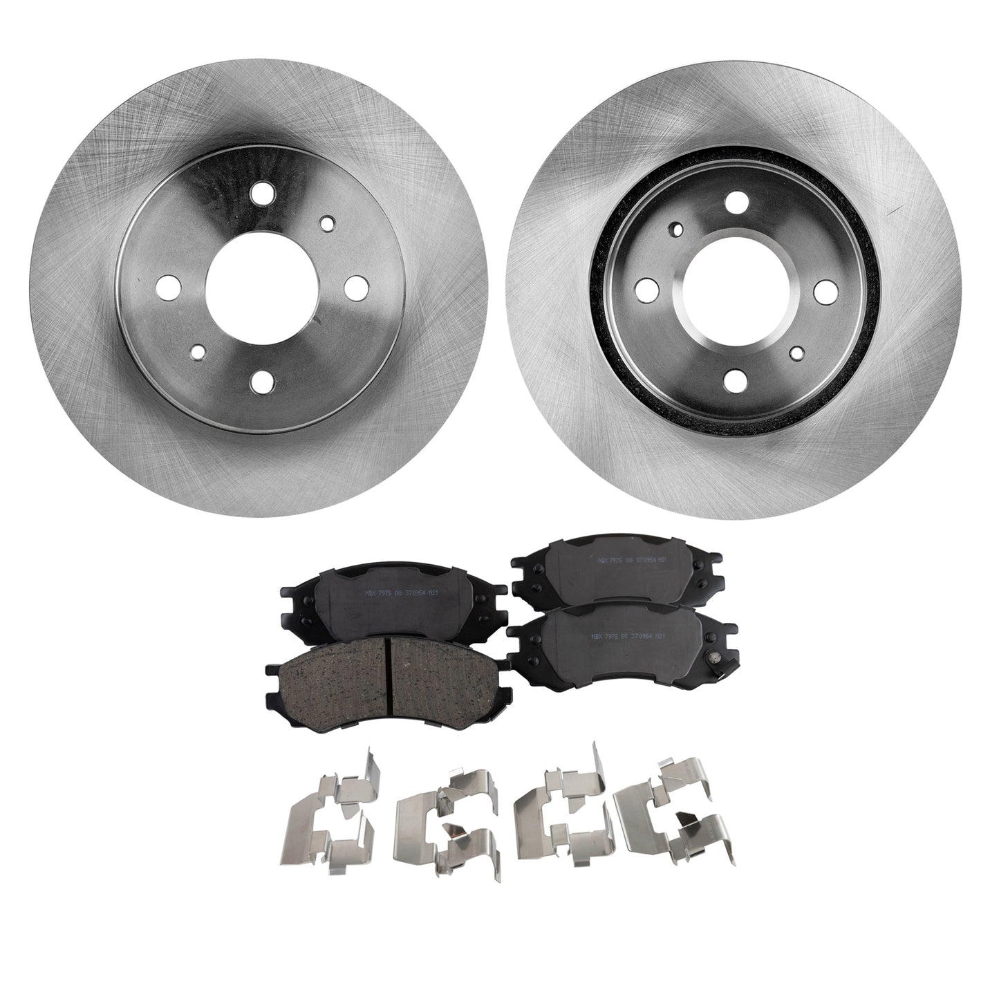 2-Wheel Set Front Brake Disc and Pad Kit, Plain Surface 4 Lugs 250.19 mm Ceramic Pro-Line Series, Includes (2) Brake Disc and (1) Brake Pad Set