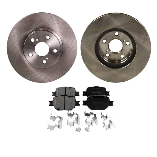 2-Wheel Set Front Brake Disc and Pad Kit, Plain Surface 5 Lugs 275.08 mm Ceramic Pro-Line Series, Includes (2) Brake Disc and (1) Brake Pad Set