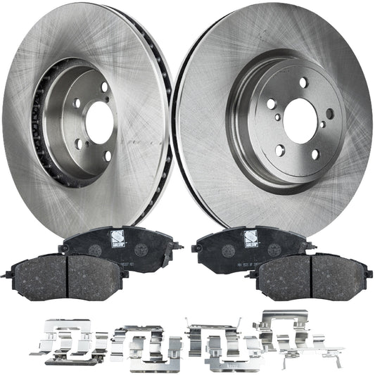 2-Wheel Set Front Brake Disc and Pad Kit, Plain Surface 5 Lugs 316.48 mm Organic Pro-Line Series, Includes (2) Brake Disc and (1) Brake Pad Set