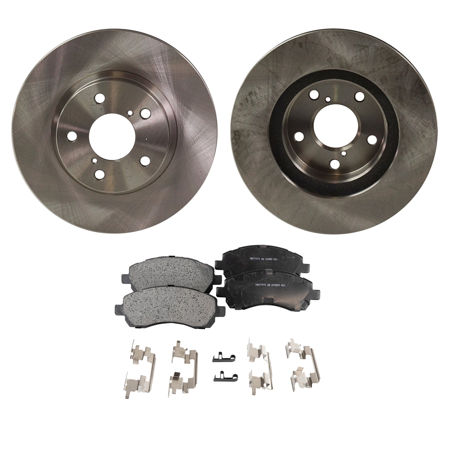 2-Wheel Set Front Brake Disc and Pad Kit, Plain Surface 5 Lugs 260.1 mm Ceramic Pro-Line Series, Includes (2) Brake Disc and (1) Brake Pad Set
