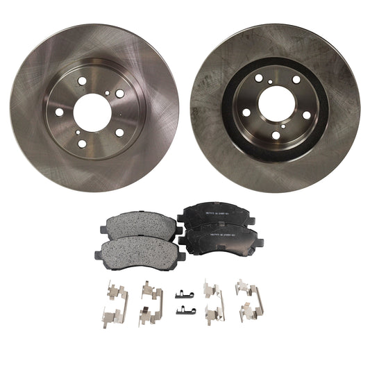 2-Wheel Set Front Brake Disc and Pad Kit, Plain Surface 5 Lugs 260.1 mm Ceramic Pro-Line Series, Includes (2) Brake Disc and (1) Brake Pad Set