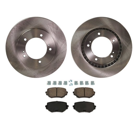 2-Wheel Set Front Brake Disc and Pad Kit, Plain Surface 5 Lugs 309.88 mm Organic Pro-Line Series, Includes (2) Brake Disc and (1) Brake Pad Set