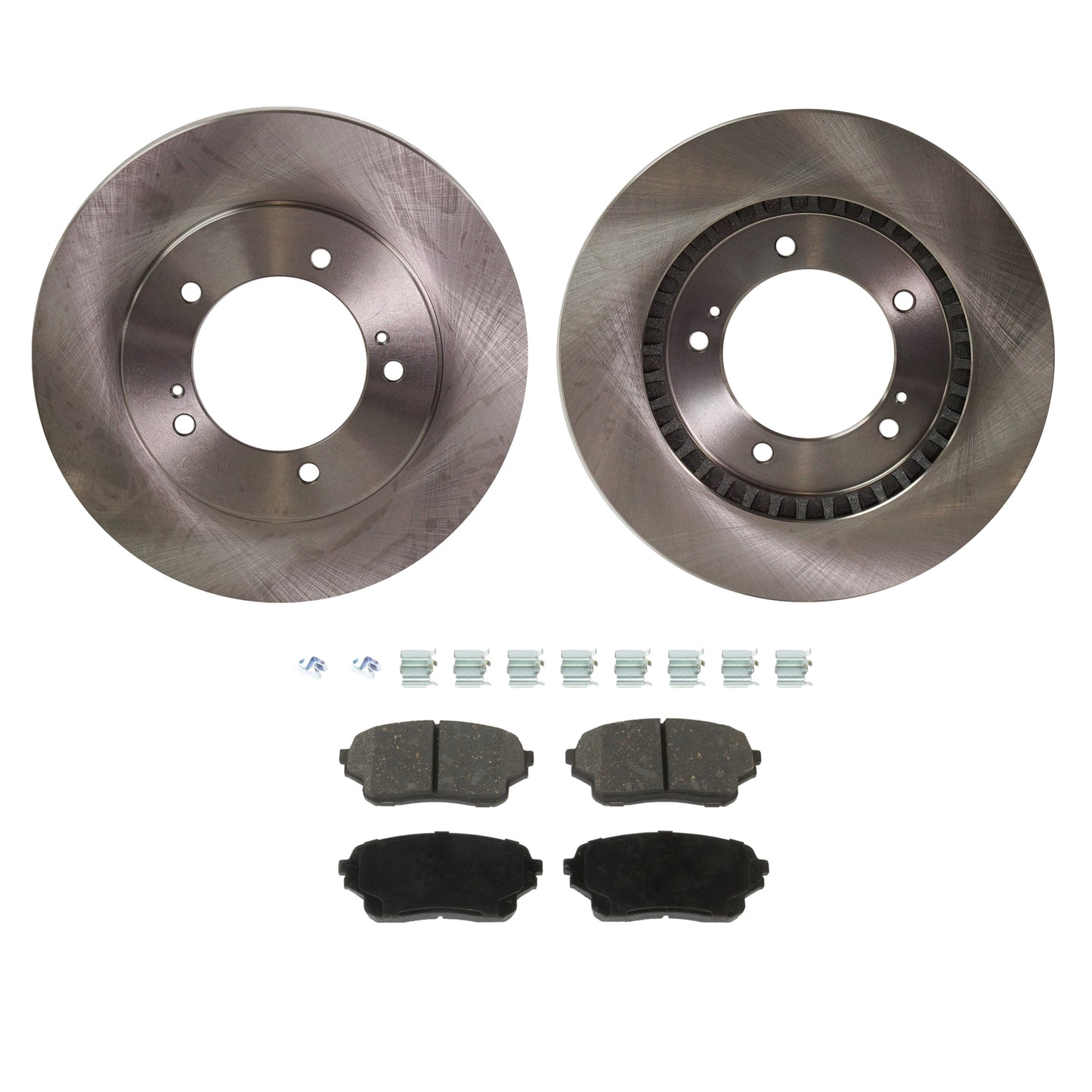2-Wheel Set Front Brake Disc and Pad Kit, Plain Surface 5 Lugs 309.88 mm Organic Pro-Line Series, Includes (2) Brake Disc and (1) Brake Pad Set