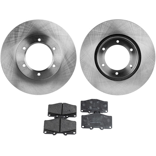 2-Wheel Set Brake Disc and Pad Kit, Plain Surface 6 Lugs 289.05 mm Organic Pro-Line Series, Includes (1) Brake Pad Set and (2) Brake Disc