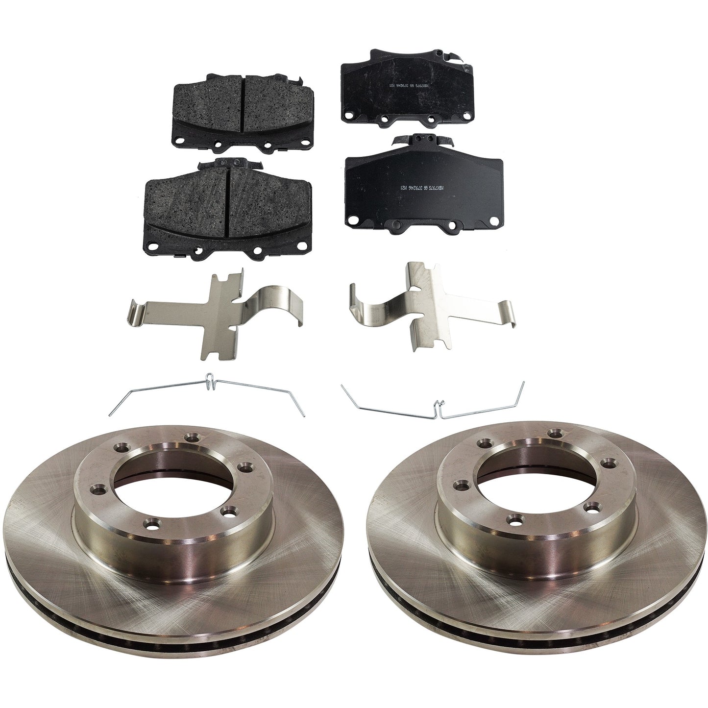 2-Wheel Set Front Brake Disc and Pad Kit, Plain Surface 6 Lugs 290.58 mm Ceramic Pro-Line Series, Includes (2) Brake Disc and (1) Brake Pad Set