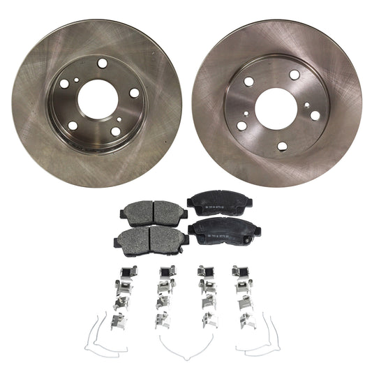 2-Wheel Set Front Brake Disc and Pad Kit, Plain Surface 5 Lugs 255.02 mm Ceramic Pro-Line Series, Includes (2) Brake Disc and (1) Brake Pad Set