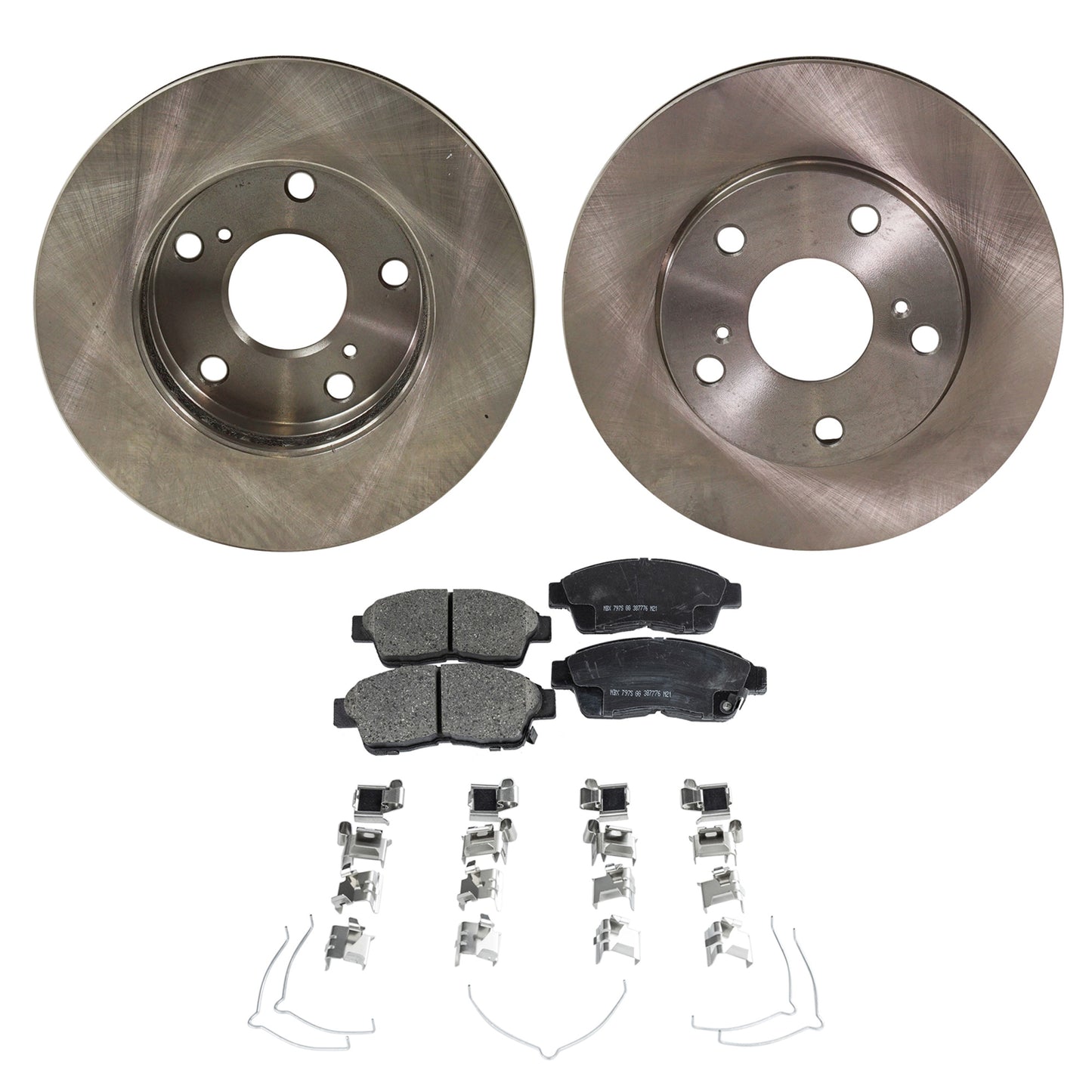 2-Wheel Set Front Brake Disc and Pad Kit, Plain Surface 5 Lugs 255.02 mm Ceramic Pro-Line Series, Includes (2) Brake Disc and (1) Brake Pad Set