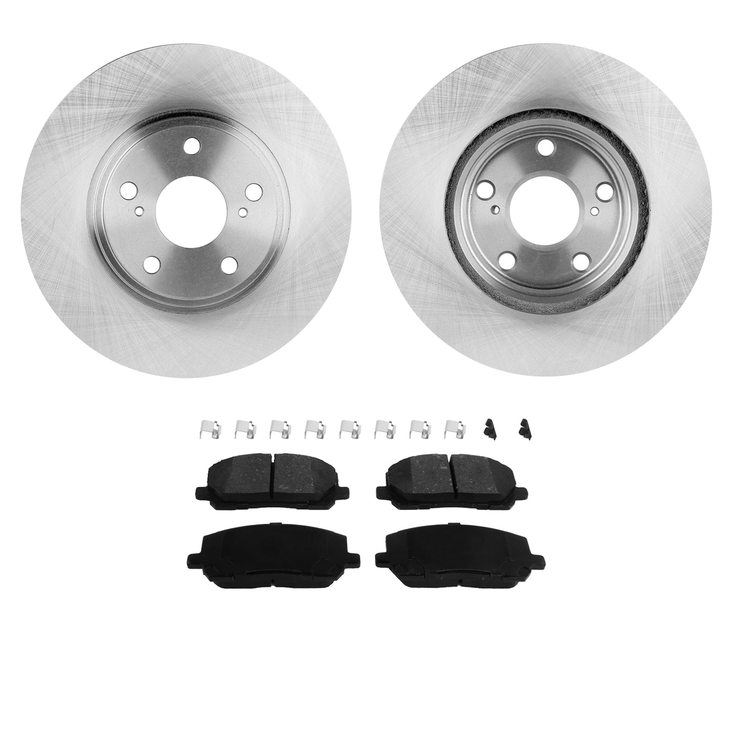 2-Wheel Set Front Brake Disc and Pad Kit, Plain Surface 5 Lugs 295.91 mm Ceramic Pro-Line Series, Includes (2) Brake Disc and (1) Brake Pad Set