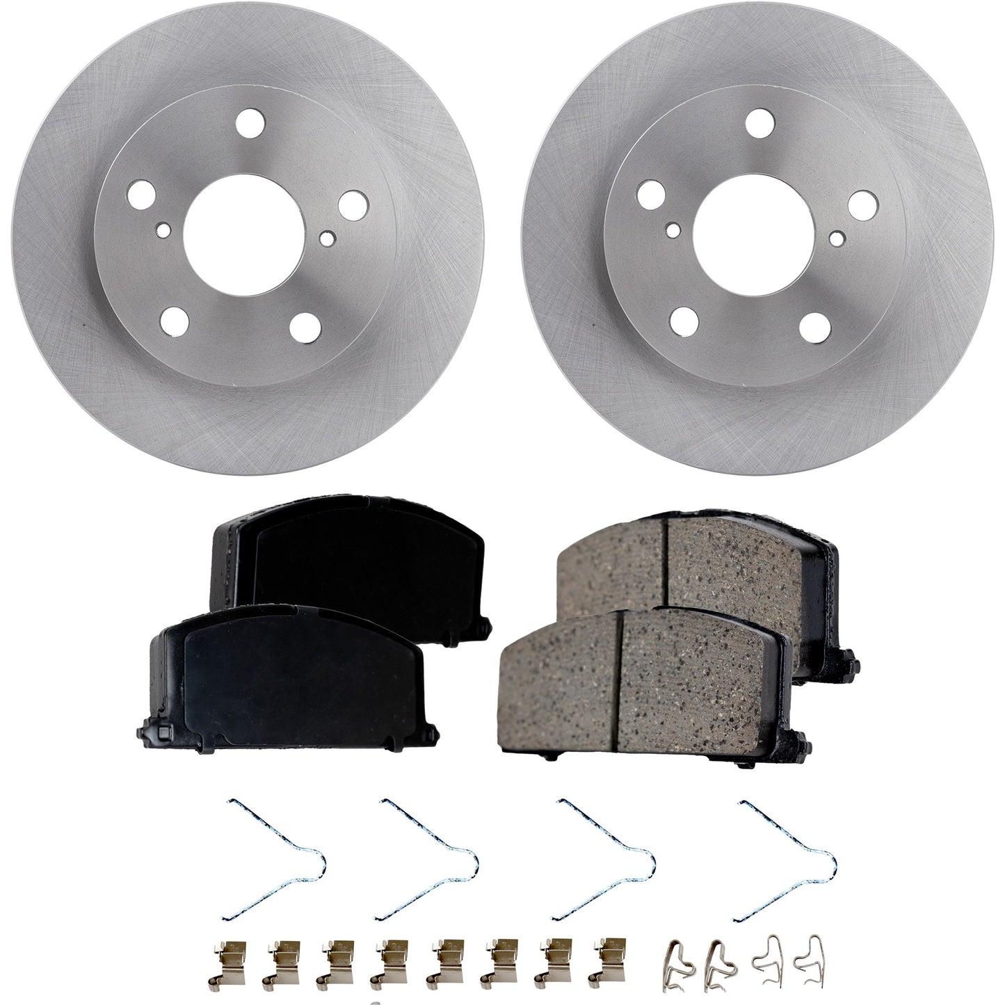2-Wheel Set Front Brake Disc and Pad Kit, Plain Surface 5 Lugs 258.06 mm Ceramic Pro-Line Series, Includes (2) Brake Disc and (1) Brake Pad Set