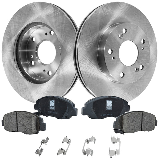 2-Wheel Set Front Brake Disc and Pad Kit, Plain Surface 5 Lugs 261.62 mm Ceramic Pro-Line Series, Includes (1) Brake Pad Set and (2) Brake Disc