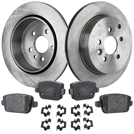 2-Wheel Set Brake Disc and Pad Kit, Plain Surface 5 Lugs 302.01 mm Organic Pro-Line Series, Includes (1) Brake Pad Set and (2) Brake Disc