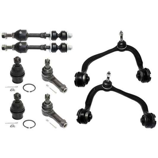 8-Piece Kit Front, Driver and Passenger Side, Upper Control Arm Kit, Includes (2) Control Arm, (2) Ball Joint, (2) Tie Rod End and (2) Sway Bar Link