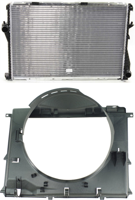 2-Piece Kit Radiator, 2.5L/2.8L/3.0L Engines, Aluminum Core, Plastic Tank, Includes (1) Fan Shroud and (1) Radiator