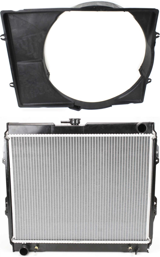 2-Piece Kit Radiator, 2.4L Engine, Aluminum Core, Plastic Tank, Includes (1) Fan Shroud and (1) Radiator