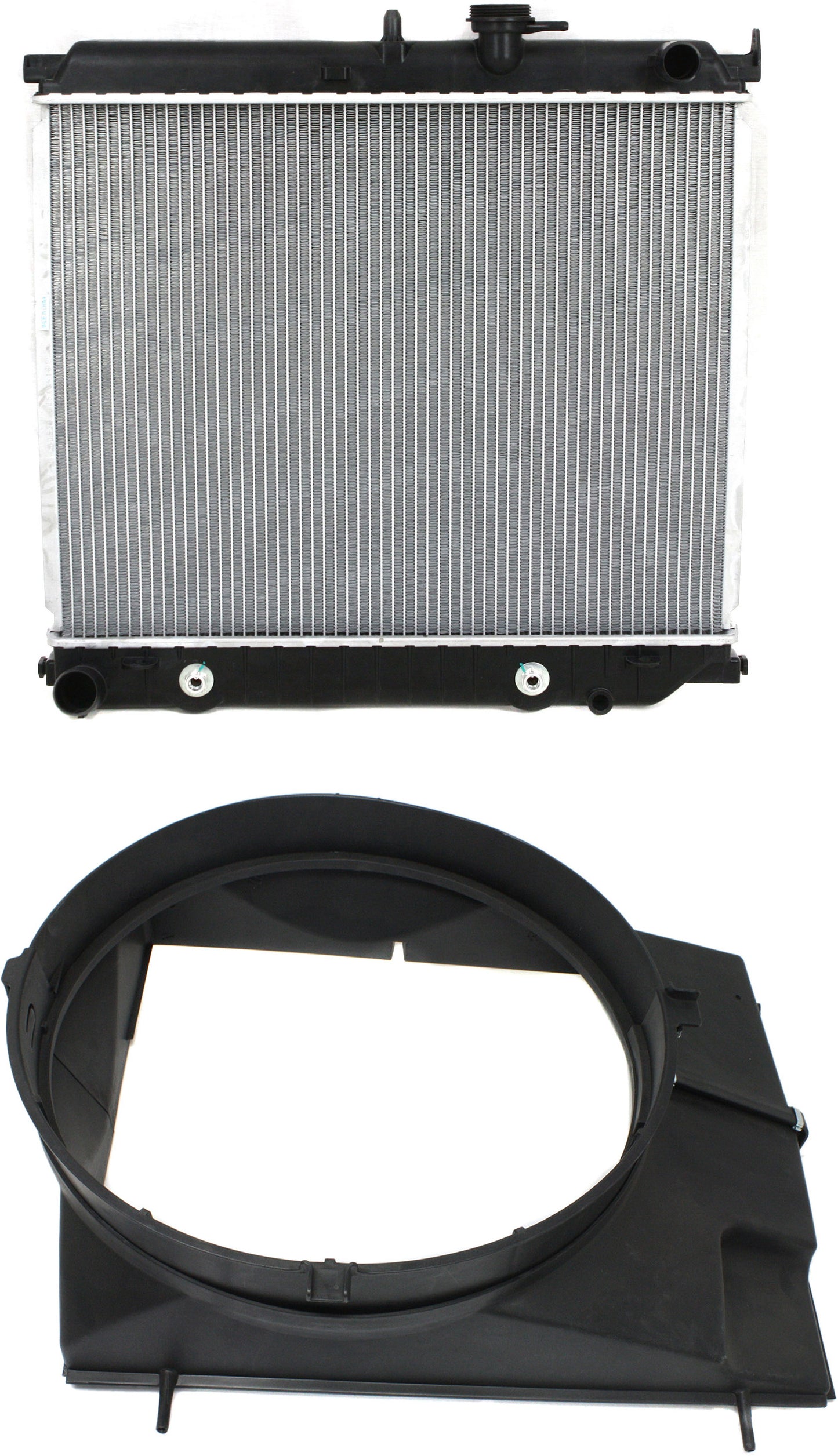 2-Piece Kit Radiator, 2.8L/2.9L Engines, Aluminum Core, Plastic Tank, Includes (1) Fan Shroud and (1) Radiator