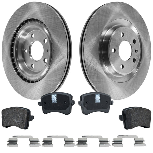 2-Wheel Set Rear Brake Disc and Pad Kit, Plain Surface 5 Lugs 329.95 mm Organic Pro-Line Series, Includes (1) Brake Pad Set and (2) Brake Disc