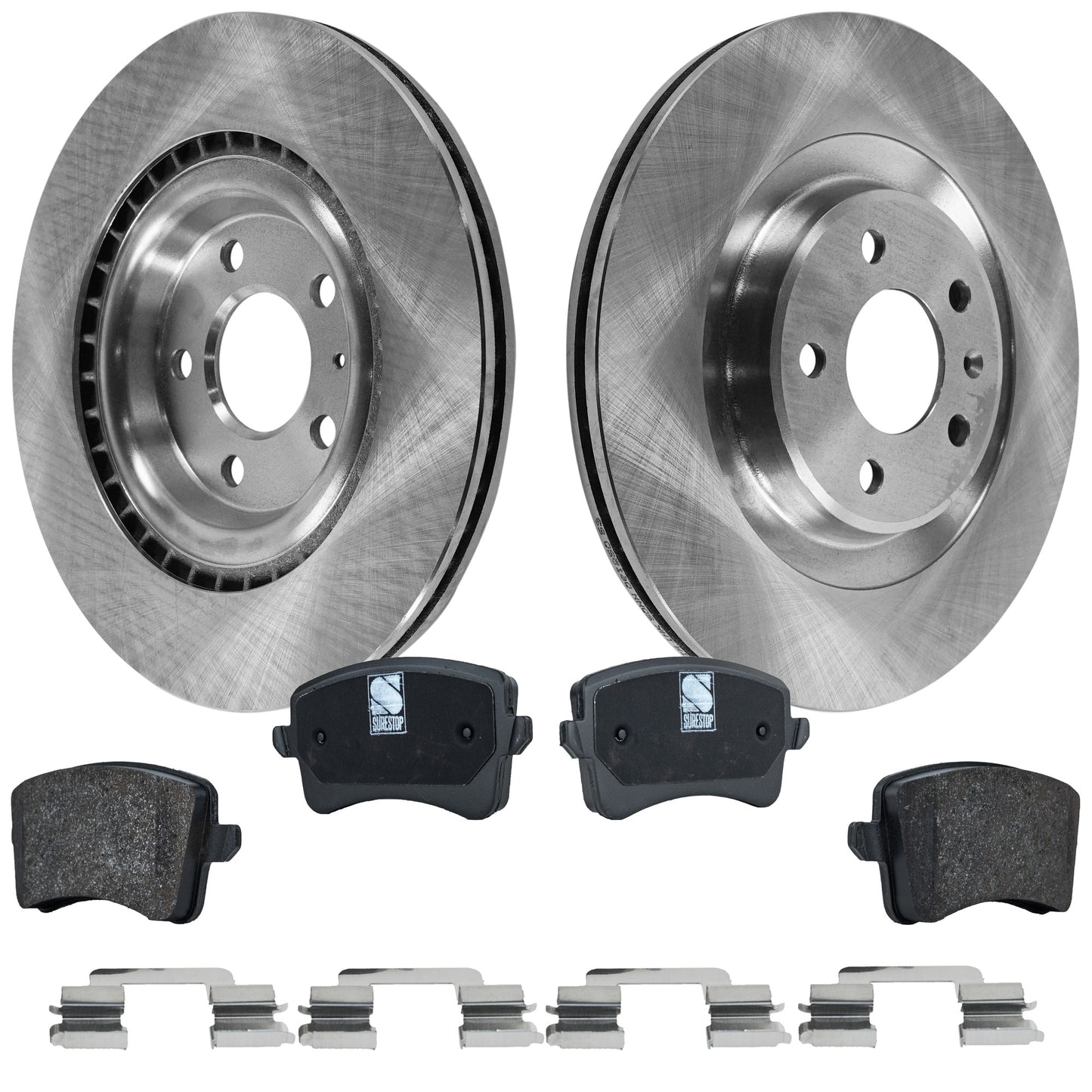 2-Wheel Set Rear Brake Disc and Pad Kit, Plain Surface 5 Lugs 329.95 mm Organic Pro-Line Series, Includes (1) Brake Pad Set and (2) Brake Disc