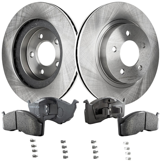 2-Wheel Set Front Brake Disc and Pad Kit, Plain Surface 5 Lugs 296.93 mm Ceramic Pro-Line Series, Includes (1) Brake Pad Set and (2) Brake Disc
