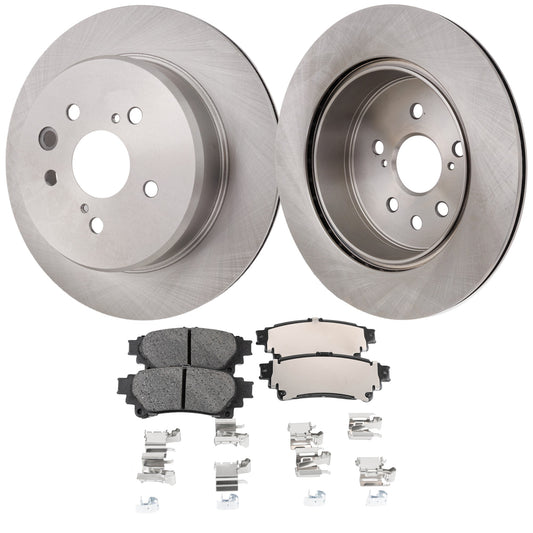 2-Wheel Set Rear Brake Disc and Pad Kit, Plain Surface 5 Lugs 310.13 mm Ceramic Pro-Line Series, Includes (2) Brake Disc and (1) Brake Pad Set